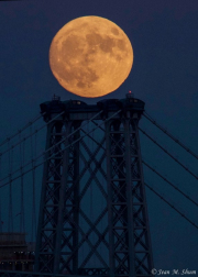 Hunter moon over the Williamsburg bridge